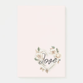 Romantic Blush Roses Feathers Heart Love Post-it Klebezettel