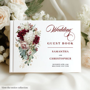 Romantic Boho Burgundy White Wedding Guest Book Gästebuch