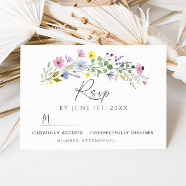 Romantic Boho Garden Wildblume Wedding RSVP Card Einladung