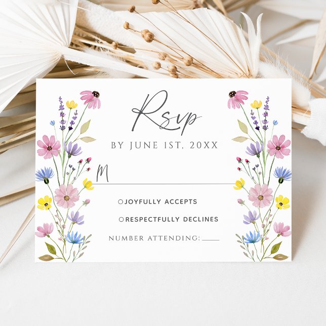 Romantic Boho Garden Wildblume Wedding RSVP Card Einladung (Von Creator hochgeladen)