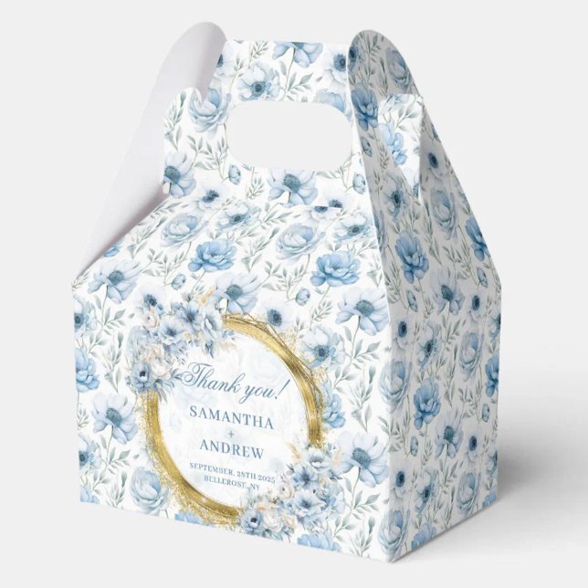 Romantic Boho Pastel Blue Gold Hochzeit Vielen Dan Geschenkschachtel (Romantic Boho Pastel Blue Gold Wedding Thank You Favor Boxes)