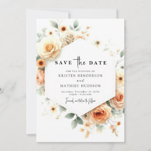 Romantic Boho Peach Wedding Save The Date