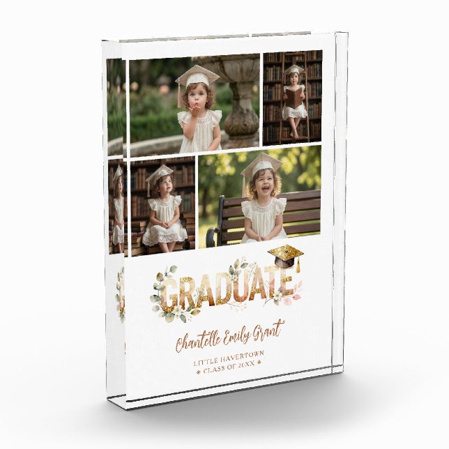 Romantic Botanical 5 Photo Graduation Keepsake Fotoblock (Links)