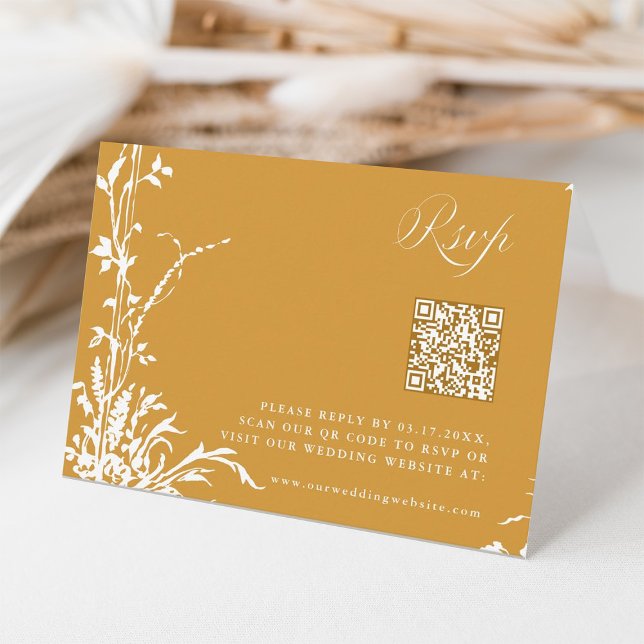 Romantic Botanical Arch Garden Amber Fall Wedding RSVP Karte (Von Creator hochgeladen)