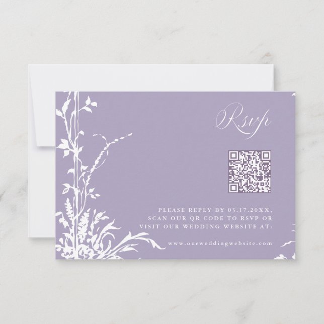 Romantic Botanical Arch Garden Lavender Wedding RSVP Karte (Vorderseite)