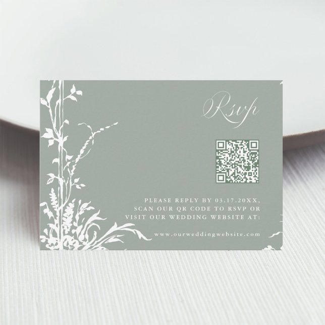 Romantic Botanical Garden Wedding Sage Green RSVP Karte (Von Creator hochgeladen)