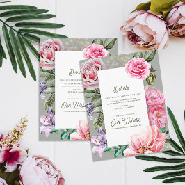 Romantic Botanical Vintage Floral Wedding Details Begleitkarte