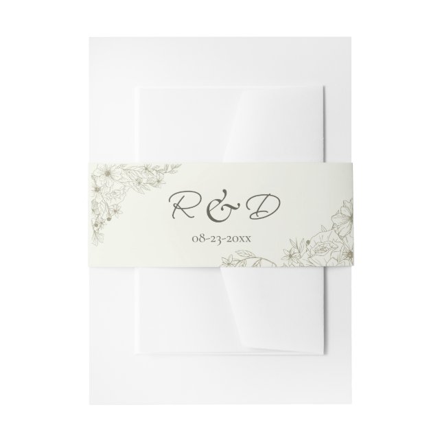 Romantic Botanical Wedding Einladungsbanderole (Vorderseite Beispiel)