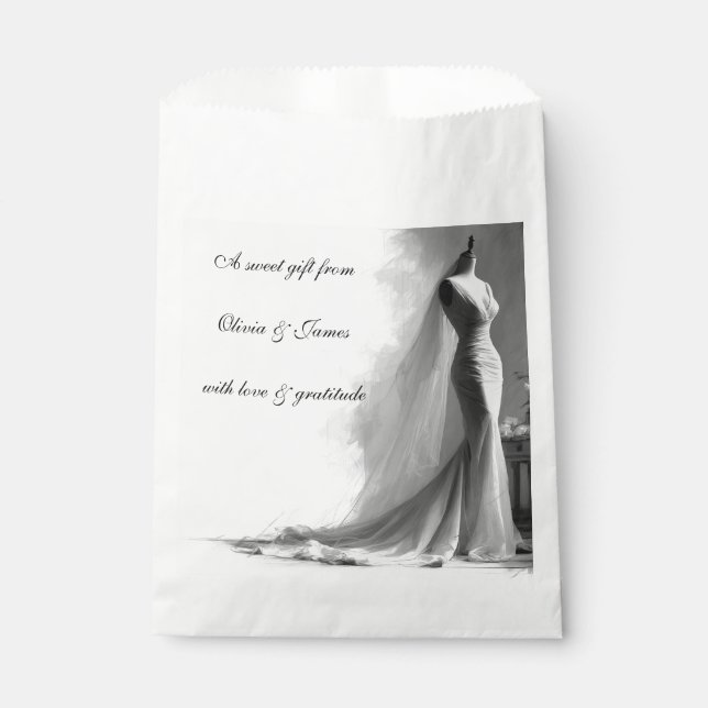 Romantic Bridal Sketch Wedding Favor Bag  Geschenktütchen (Vorderseite)