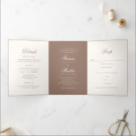 Romantic Brown Elegant Wedding Dreifach Gefaltete Einladung<br><div class="desc">This design is part of a romantic and elegant wedding invitation suite.</div>