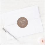Romantic Brown Elegant Wedding Runder Aufkleber<br><div class="desc">This design is part of a romantic and elegant wedding invitation suite.</div>