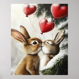 Romantic Bunny Couple Valentine Wall Art Poster