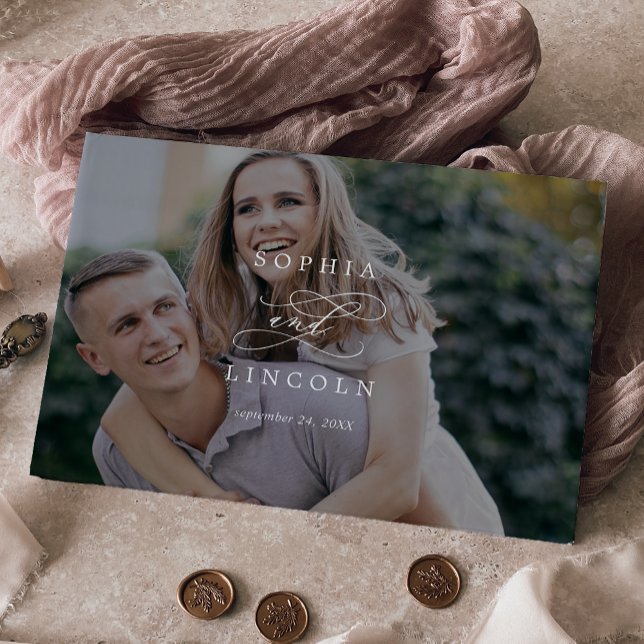 Romantic Calligraphy Monogram Dark Photo Wedding Gästebuch (Von Creator hochgeladen)