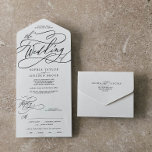 Romantic Calligraphy The Wedding Of All In One Einladung<br><div class="desc">This romantic calligraphy the wedding of all in one invitation is perfect for a simple wedding. The modern classic design features fancy swirls and whimsical flourishes with gorgeous elegant hand lettered typography. Hand write your guest addresses on the back of the folded invitation, or purchase coordinating guest address label stickers...</div>