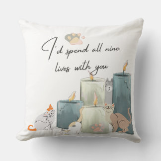 "Romantic Cat-Themed Decorative Pillow Design" Kissen