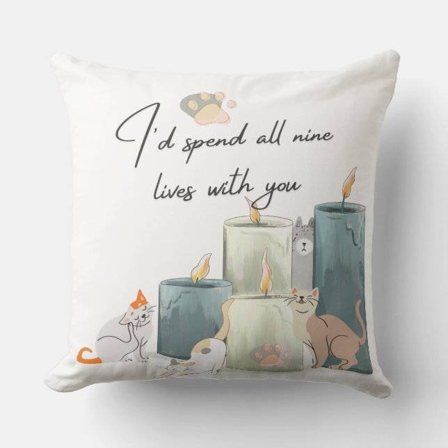 "Romantic Cat-Themed Decorative Pillow Design" Kissen (Vorderseite)
