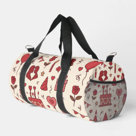 Romantic Celebration Doodle Pattern Duffle Bag