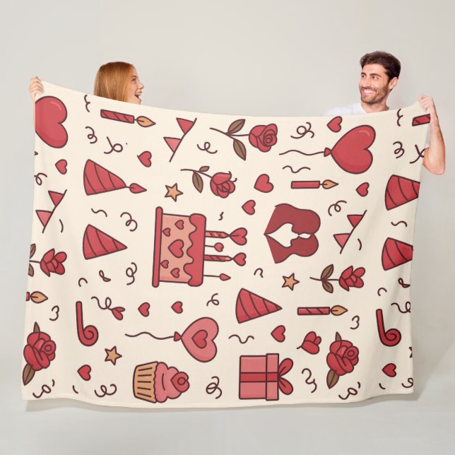 Romantic Celebration Doodle Pattern Fleecedecke (Beispiel)