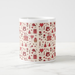 Romantic Celebration Doodle Pattern Jumbo-Tasse