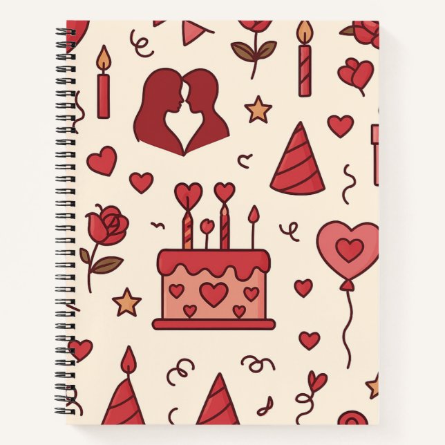 Romantic Celebration Doodle Pattern Notizbuch (Vorderseite)