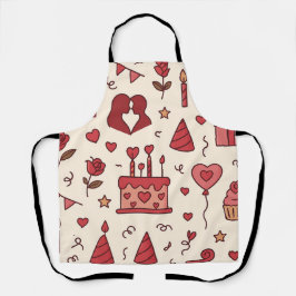 Romantic Celebration Doodle Pattern Schürze