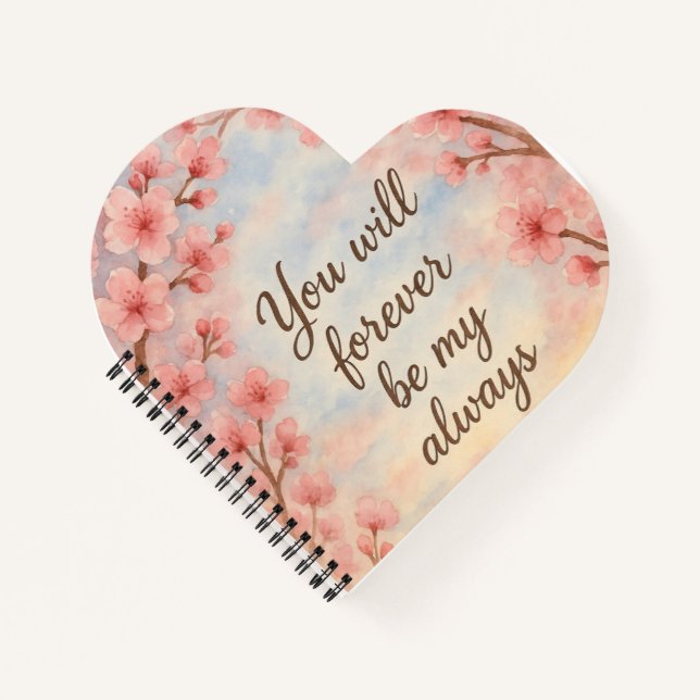 Romantic Cherry Blossom Liebe Notebook - Heart Sha Notizbuch (Vorderseite)