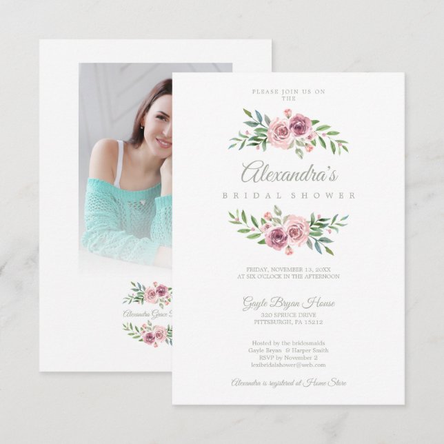 Romantic Chic Floral Garland Photo Bridal Shower (Vorne/Hinten)