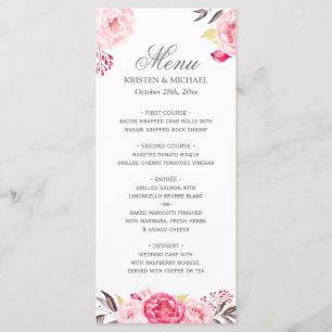 Romantic Chic Floral Mariage Menu Modèle