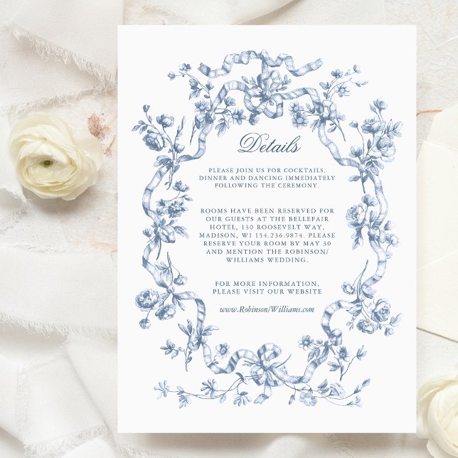 Romantic Chic French Rose Botanical Wedding Begleitkarte (Von Creator hochgeladen)