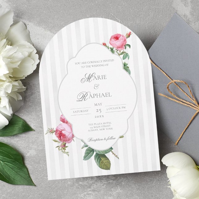 Romantic Chic French Rose Botanical Wedding Einladung (Von Creator hochgeladen)