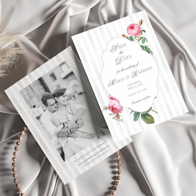 Romantic Chic French Rose Botanical Wedding Save The Date (Von Creator hochgeladen)