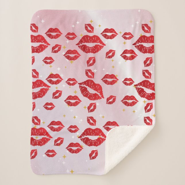 Romantic chic luxe red lips sherpadecke (Vorderseite)