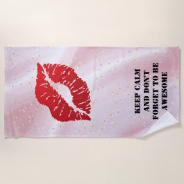 Romantic chic luxe red lips strandtuch