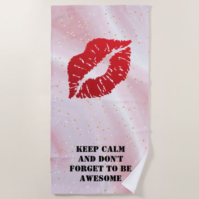 Romantic chic luxe red lips strandtuch (Vorderseite)