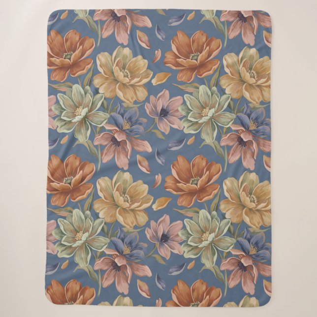 Romantic Cottage Flowers Sherpadecke (Vorderseite)