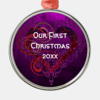 Romantic Couple Custom Year Holiday Ornament Aus Metall
