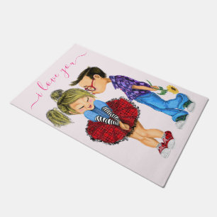 Romantic Couple Liebe Doormat - Kiss - I Liebe You Fußmatte