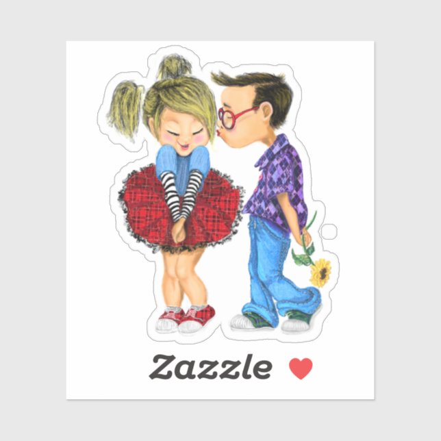 Romantic Couple Liebe Sticker - Kiss (Blatt)