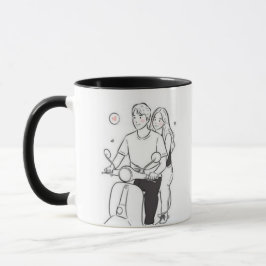 Romantic Couple on Scooter – Cute Minimalist Love  Tasse