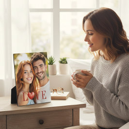 Romantic Couple Red Heart Photo Display Fotoplatte