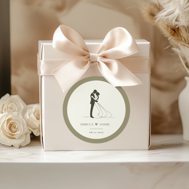 Romantic Couple Silhouette Wedding Sticker Seal (Von Creator hochgeladen)