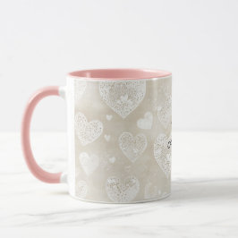 Romantic Cream Hearts Tasse