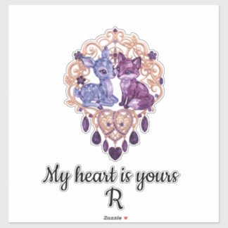 Romantic Crystal Animals Custom Couple Aufkleber