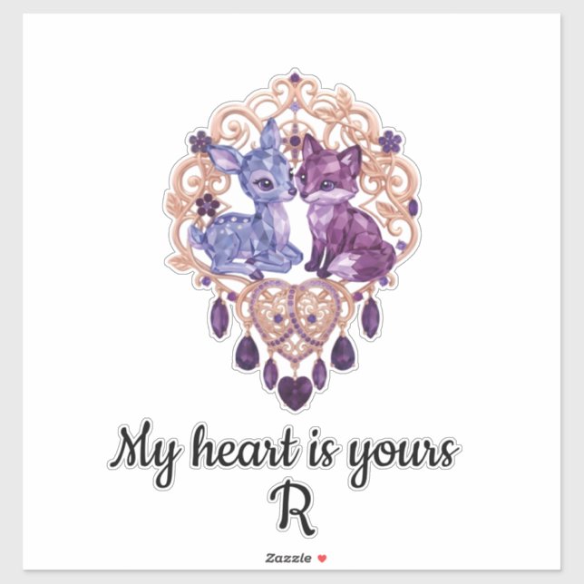 Romantic Crystal Animals Custom Couple Aufkleber (Blatt)