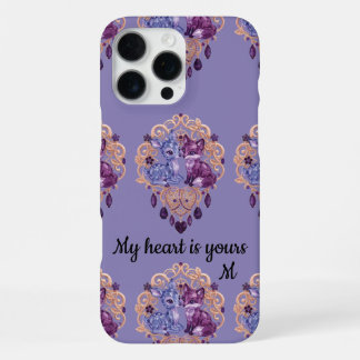 Romantic Crystal Animals Custom Couple iPhone 16 Pro Max Hülle