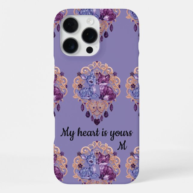 Romantic Crystal Animals Custom Couple iPhone 16 Pro Max Hülle (Rückseite)