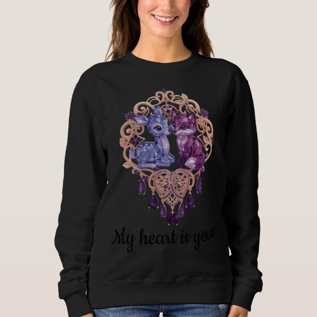 Romantic Crystal Animals Custom Couple Sweatshirt (Vorderseite)
