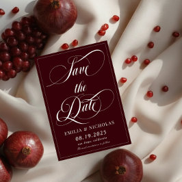 Romantic Dark Red Save The Date