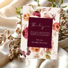 Romantic Deep Burgundy Floral Elegant Thank you Einladung