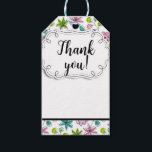 Romantic Doodle Floral & Blätter Vielen Dank Geschenkanhänger<br><div class="desc">Ein besonderes Dankeschön an Kunden, Freunde und Familie mit diesem schönen Design. Blume und Blätter im Doodle-Stil in Blau, Rosa und Grün. Kann mit einem Shop-Namen oder einer speziellen Nachricht personalisiert werden.</div>